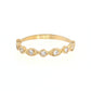 19.2K Portuguese Gold |  Round CZ Wedding Band with Milgrain Leaf-Shaped Accents