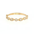19.2K Portuguese Gold |  Round CZ Wedding Band with Milgrain Leaf-Shaped Accents