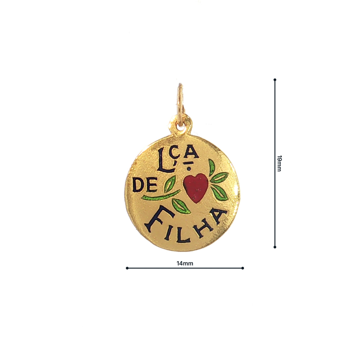 19.2K Portuguese Gold Round Lca De Filha Daughter Charm Large Front