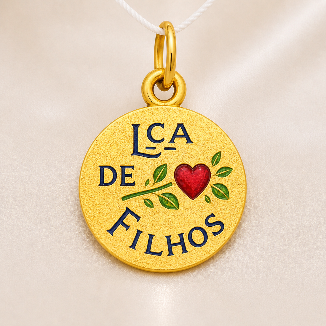 19.2K Portuguese Gold | Round Lca De Filhos ( Kids ) Charm