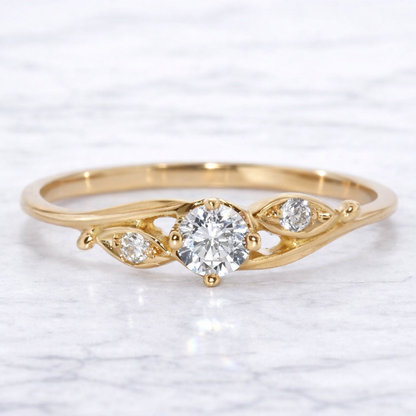 19.2K Portuguese Gold Round & Marquise CZ Trio Ring