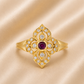 19.2K Portuguese Gold | Ruby Flower Ring with Natural Diamonds