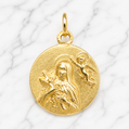 Gold pendant with religious design on a marble background 19.2K Portuguese Gold | Saint Teresa Pendant