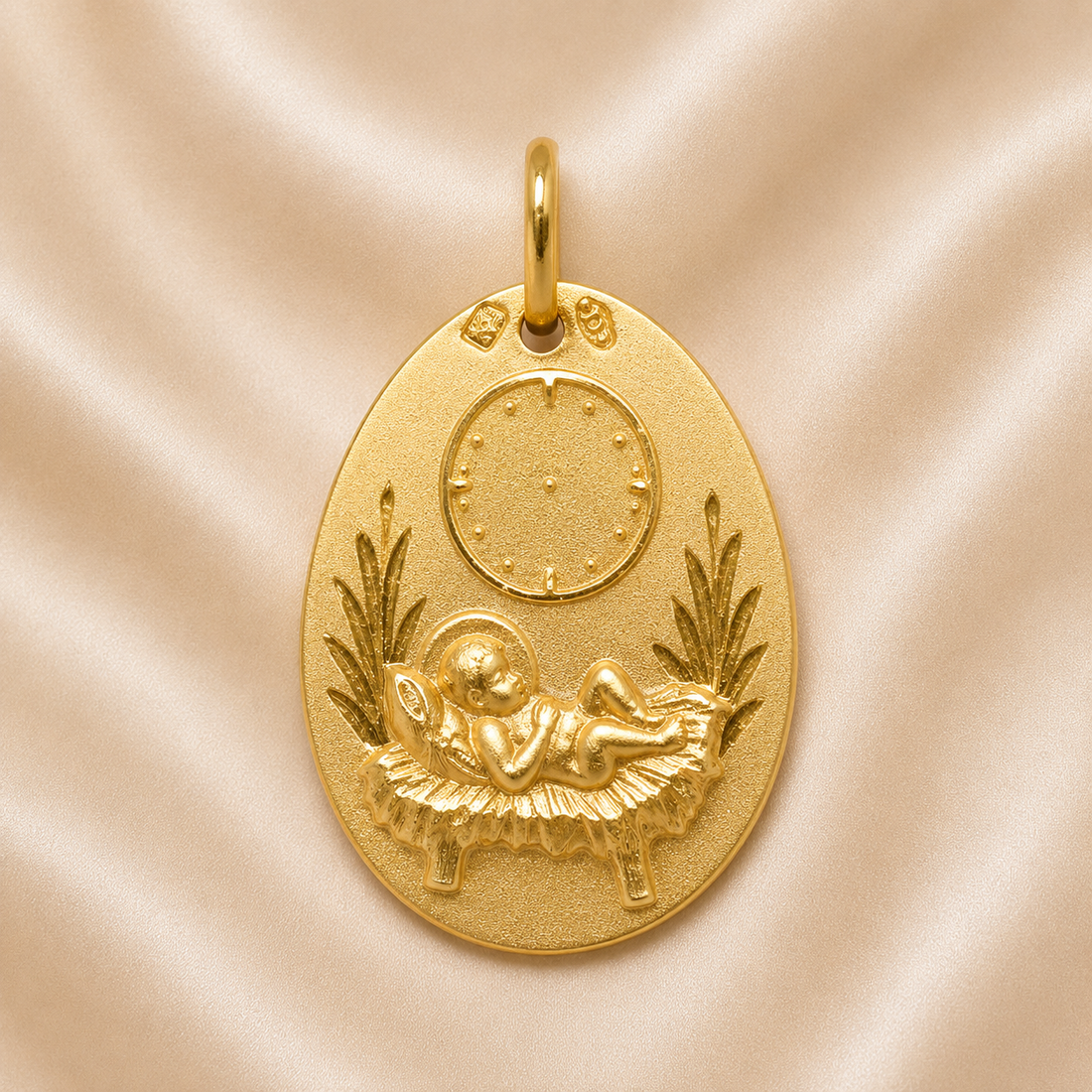 19.2K Portuguese Gold | Sleeping Child Pendant oval