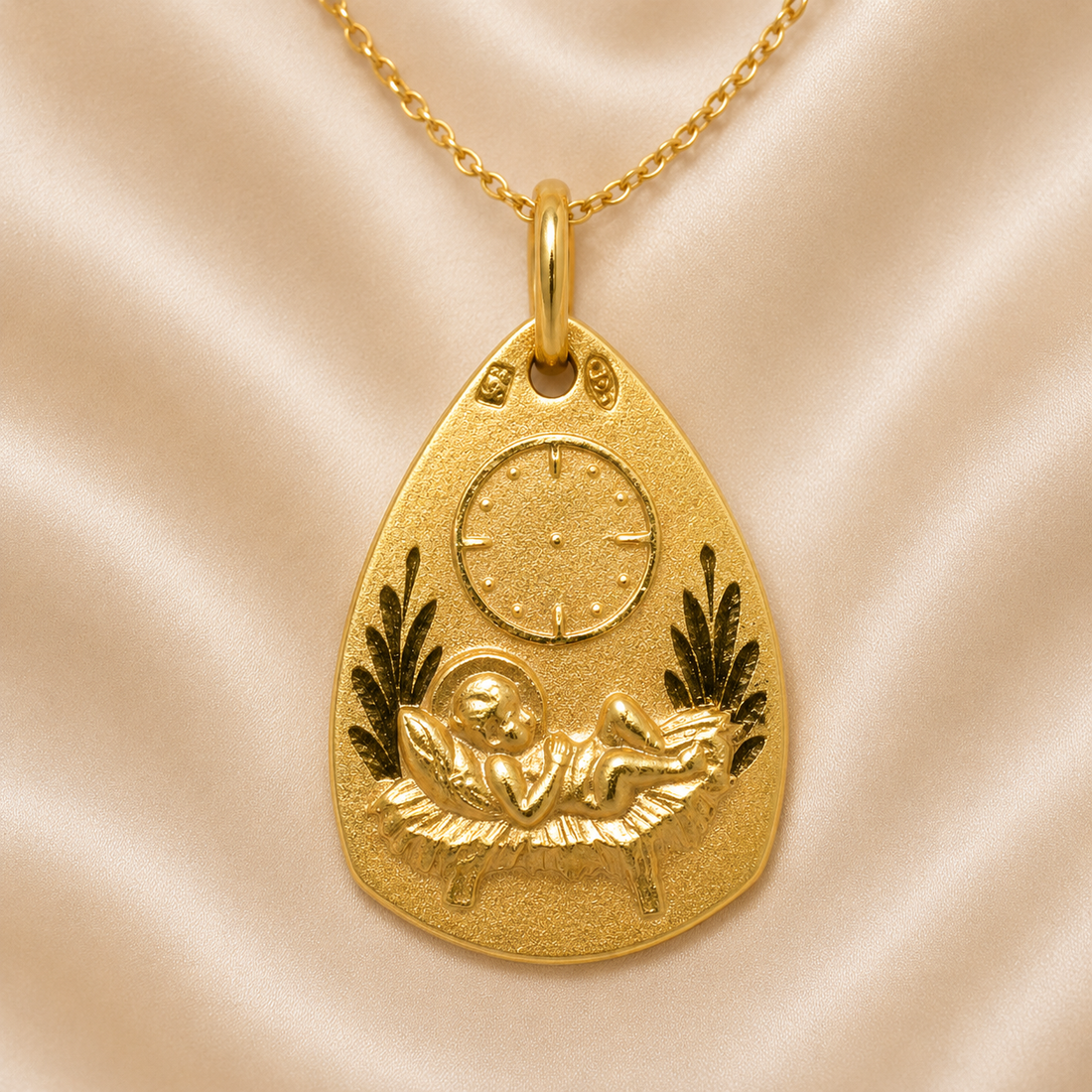 19.2K Portuguese Gold | Sleeping Child Pendant pear