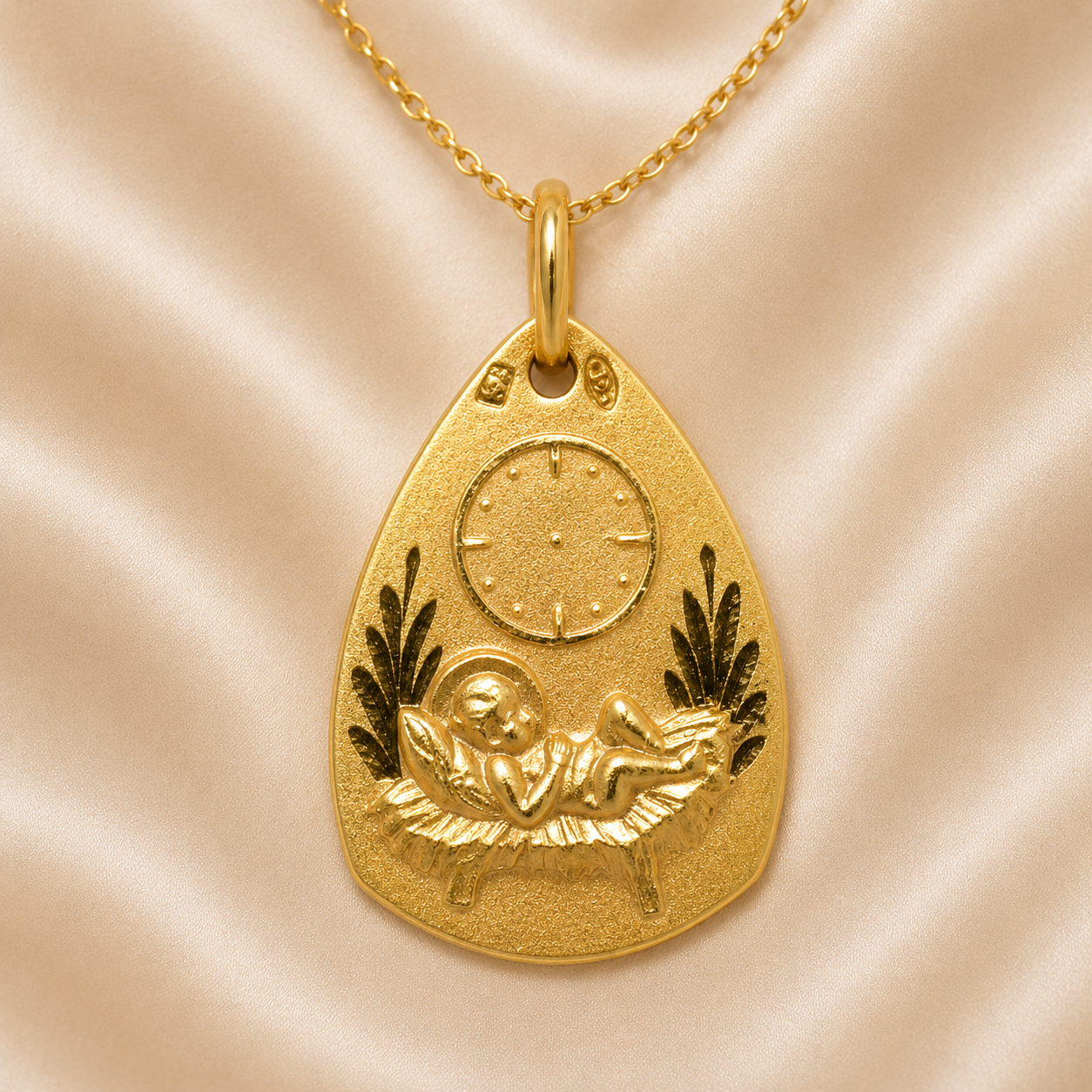 19.2K Portuguese Gold | Sleeping Child Pendant pear