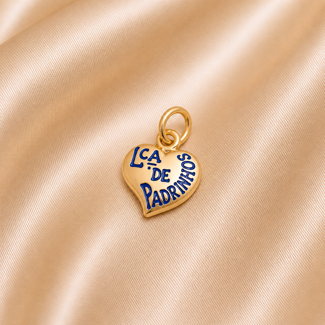 19.2K Portuguese Gold | Small Heart Lca De Padrinhos Charms Blue Charm for Gifting  