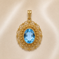 19.2K Portuguese Gold | Small Oval Pendant with Blue Stone
