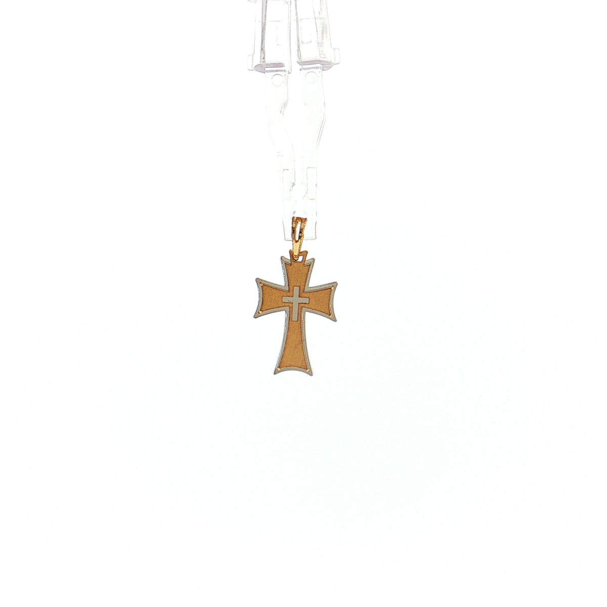 19.2K Portuguese Gold | Small Two-Tone Gold Cross-in-Cross Religious Charm/Pendant