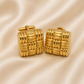 19.2K Portuguese Gold | Square Basket Weave Earrings