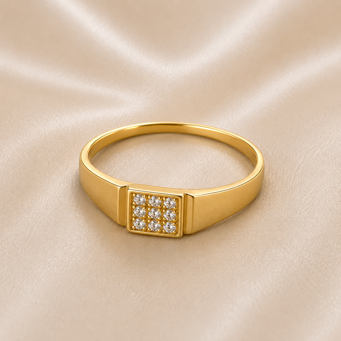 19.2K Portuguese Gold | Square Cluster CZ Ring 