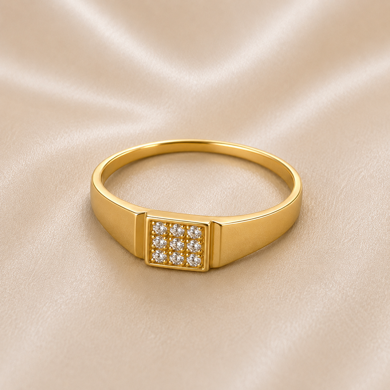 19.2K Portuguese Gold | Square Cluster CZ Ring 