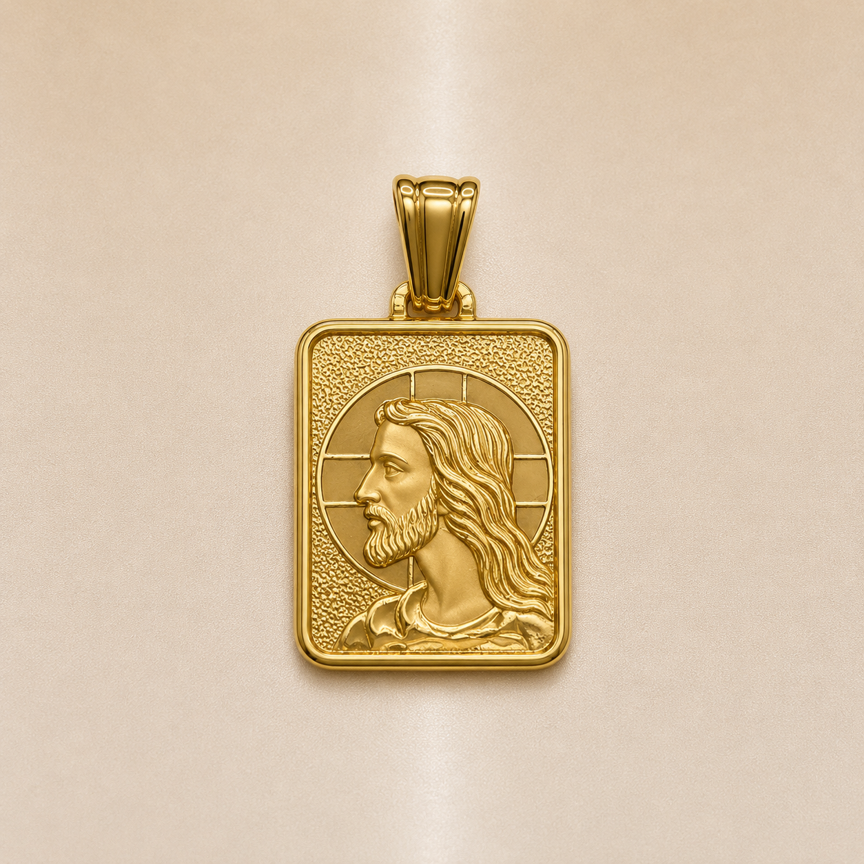 19.2K Portuguese Gold | Square Jesus Pendant