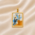 19.2K Portuguese Gold | Square Saint Rita Pendant