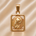 19.2K Portuguese Gold | Square Virgin Mary Pendant