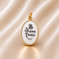 Gold-framed pendant with 'S. Judas Tadeu' text on a beige background 19.2K Portuguese Gold | St Judas Pendant Backside 