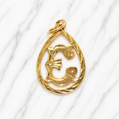 Gold fish pendant on a white marble background 19.2K Portuguese Gold | Tear Drop Letters