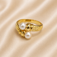 19.2K Portuguese Gold | Textured Double Pearl Ring