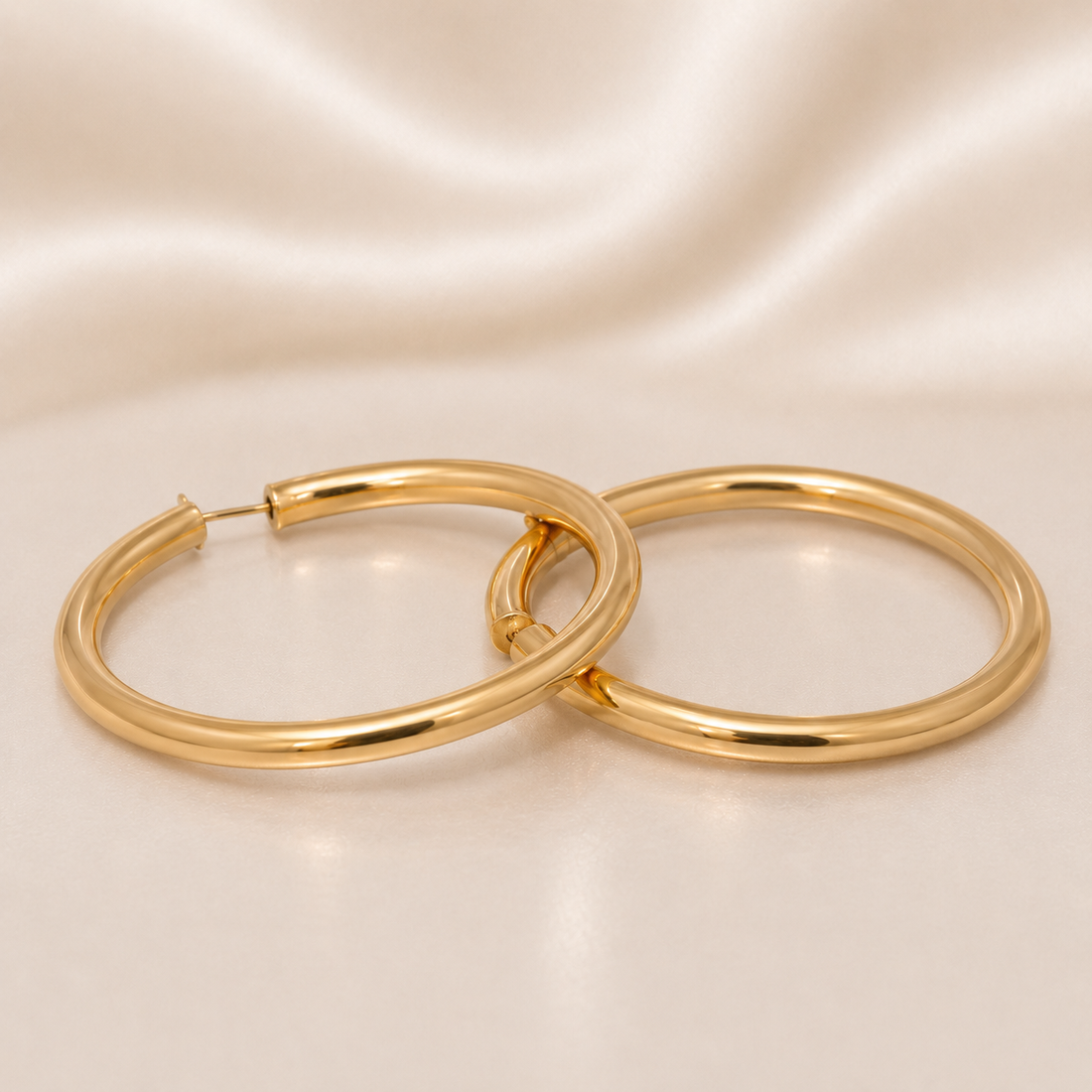 19.2K Portuguese Gold | Thick Hoops 1 5/8"D  3.5mm W