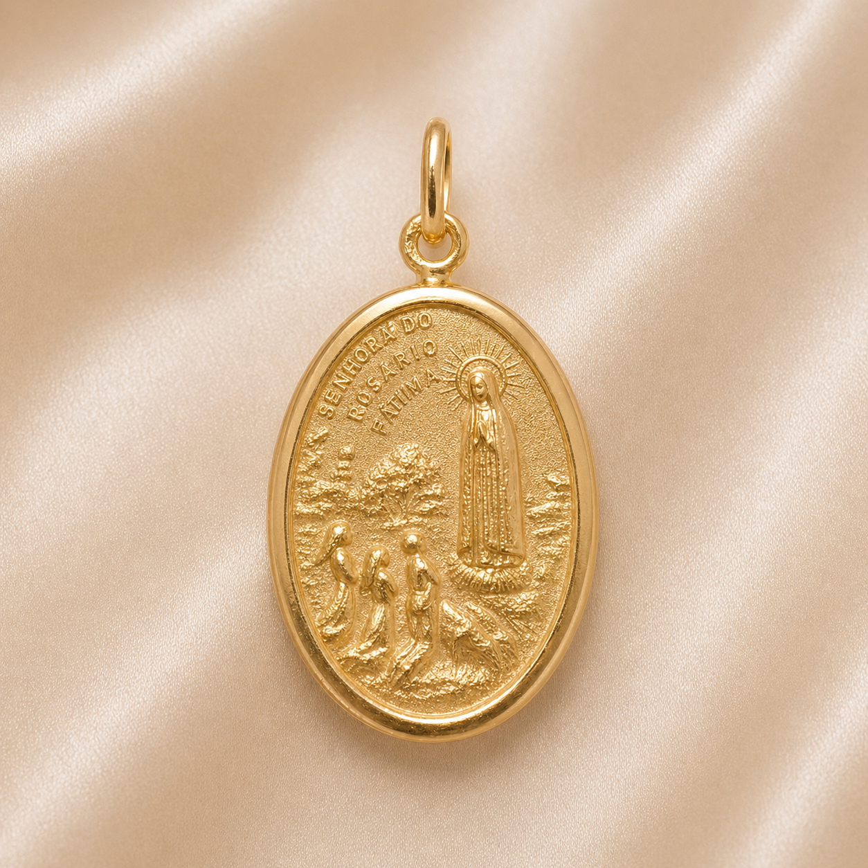 19.2K Portuguese Gold | Traditional Nossa Senhora do Rosário de Fátima Medal Pendant