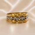 19.2K Portuguese Gold | Tricolor Beaded Stack Ring