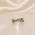 19.2K Portuguese Gold | Two Tone Round CZ Pave Twist Ring