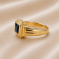 19.2K Portuguese Gold | Vintage Art Deco Blue Stone Signet Ring