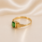 19.2K Portuguese Gold | Vintage Art Deco Cut Green Stone Ring
