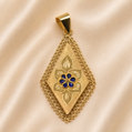 19.2K Portuguese Gold | Vintage Blue Enamel Drop Pendant