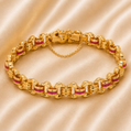 19.2K Portuguese Gold | Vintage Bracelet with Ruby Stones 13.6mm