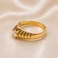 19.2K Portuguese Gold | Vintage Fluted Solitaire Ring Mid-Century Fluted Ring