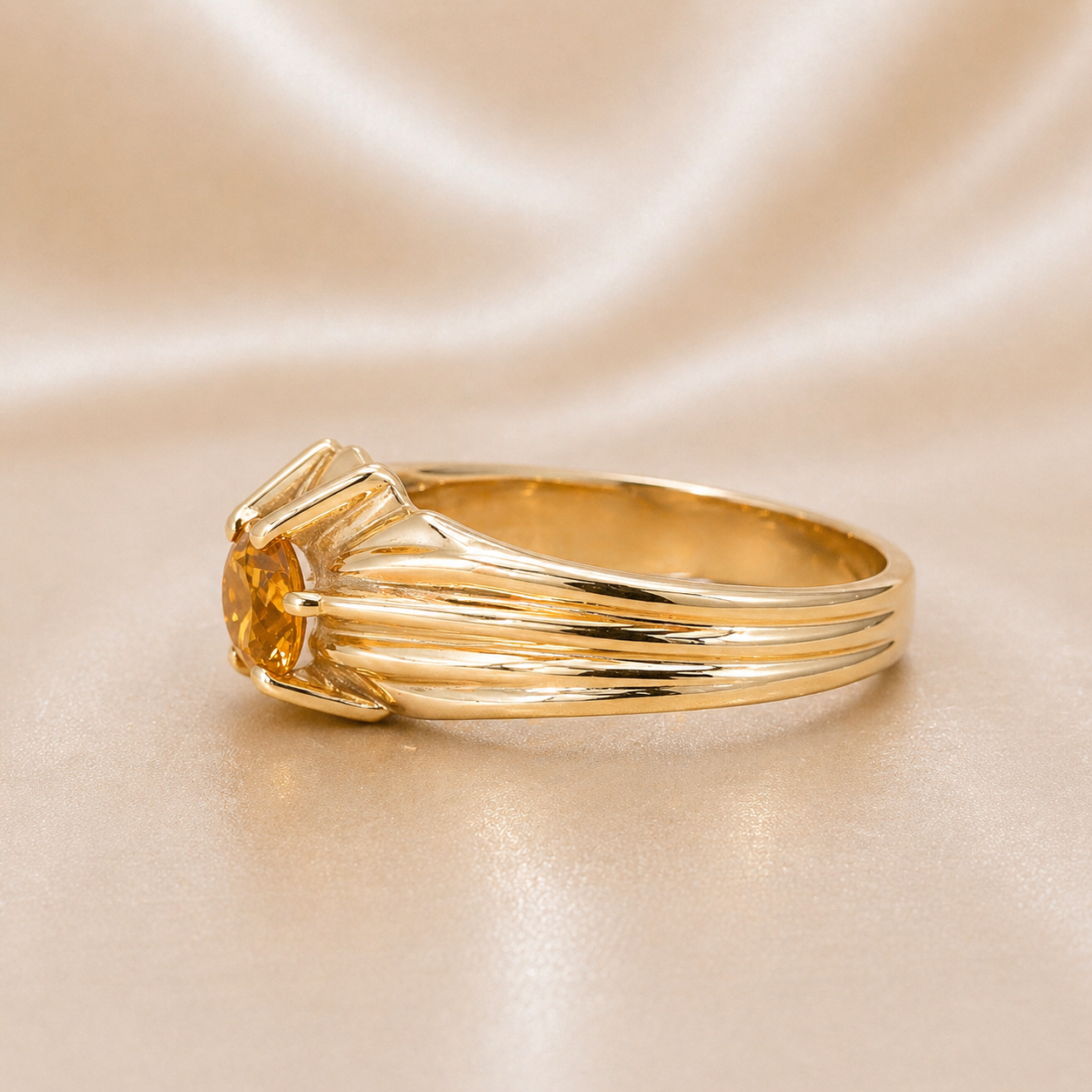 19.2K Portuguese Gold | Vintage Retro Yellow Citrine Stone Ring