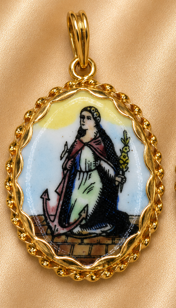 19.2K Portuguese Gold | Vintage Saint Philomena Pendant