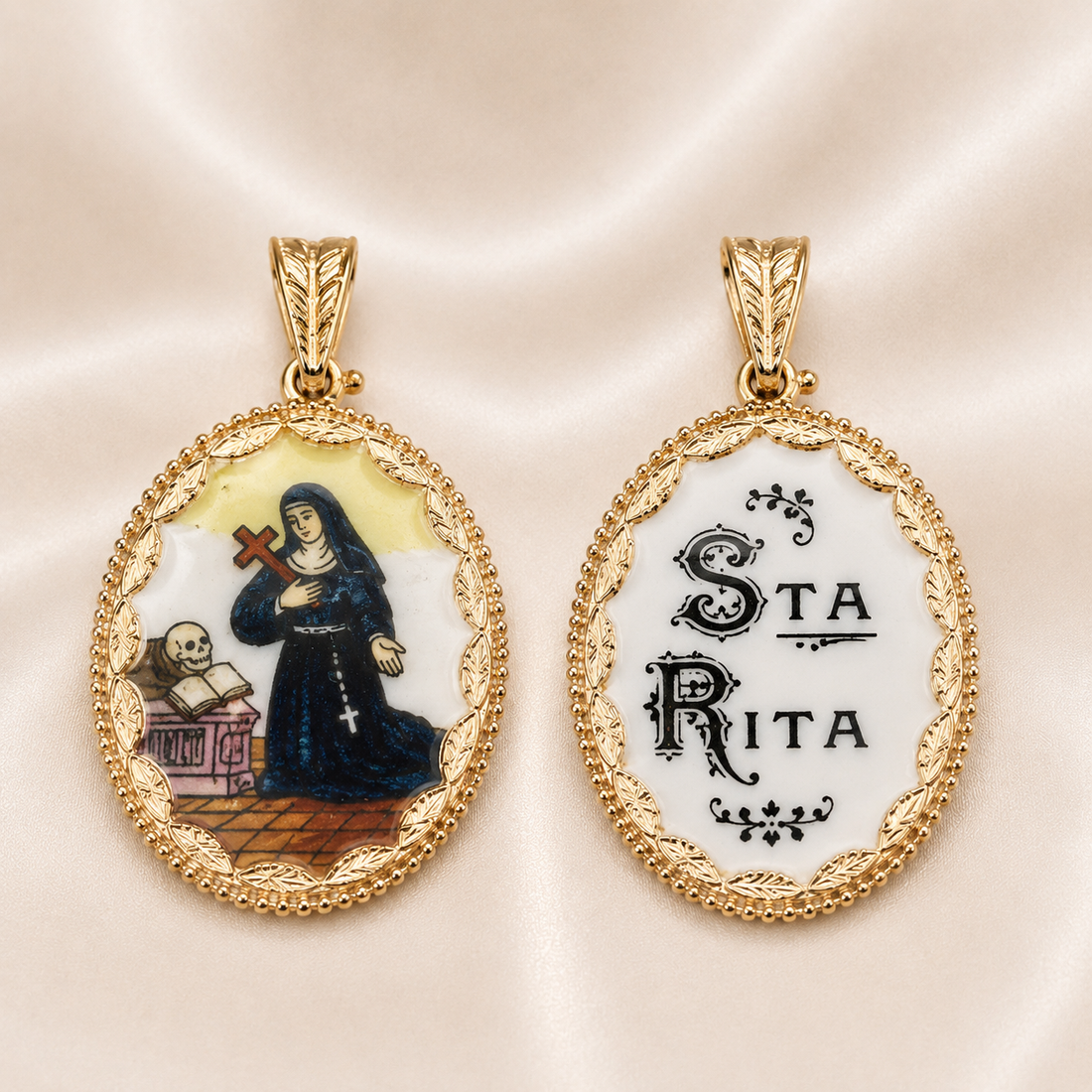 19.2K Portuguese Gold | Vintage Saint Rita Pendant