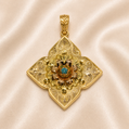 19.2K Portuguese Gold | Vintage Turquoise Photo Pendant