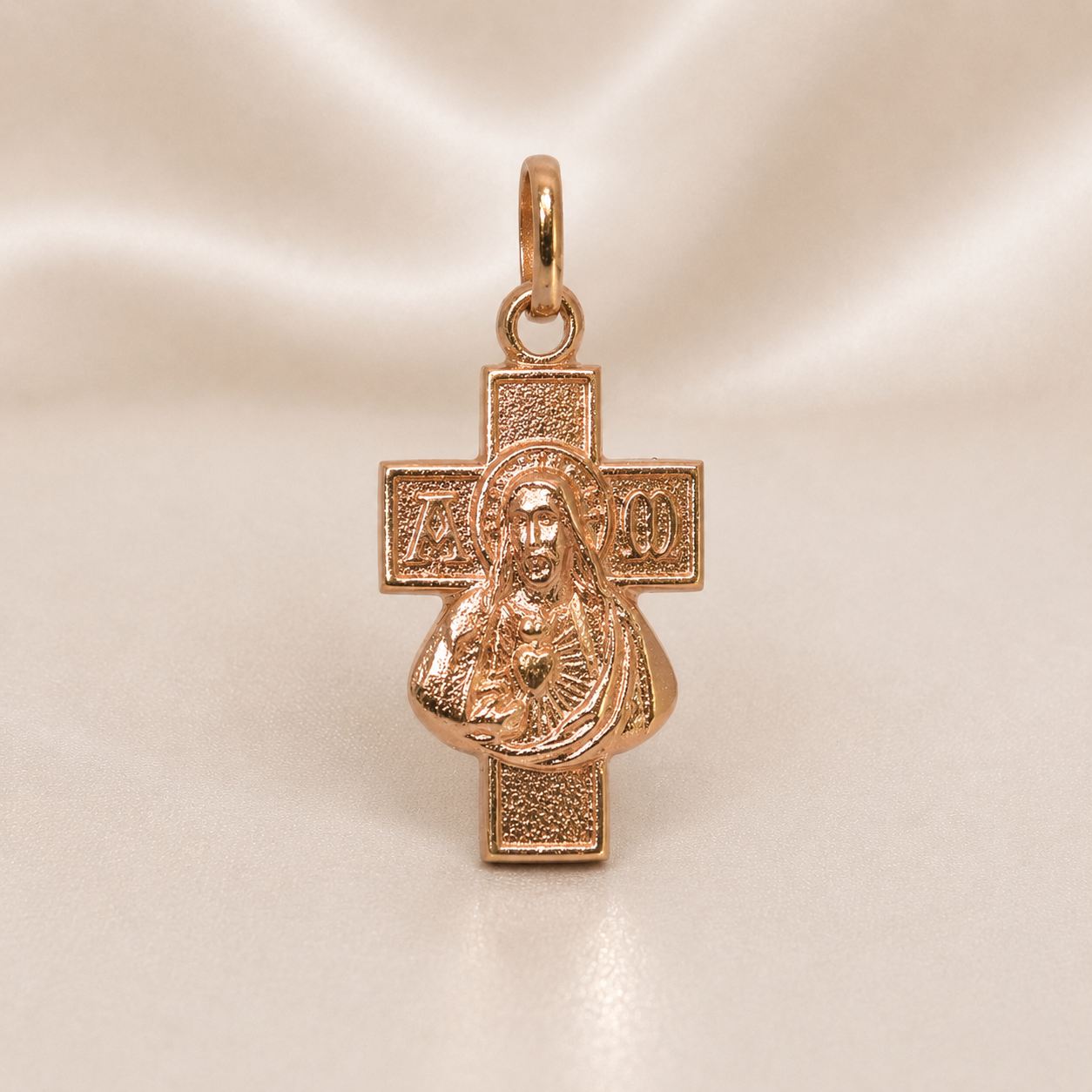 19.2K Portuguese Gold | X-Small Cross with Jesus Charm