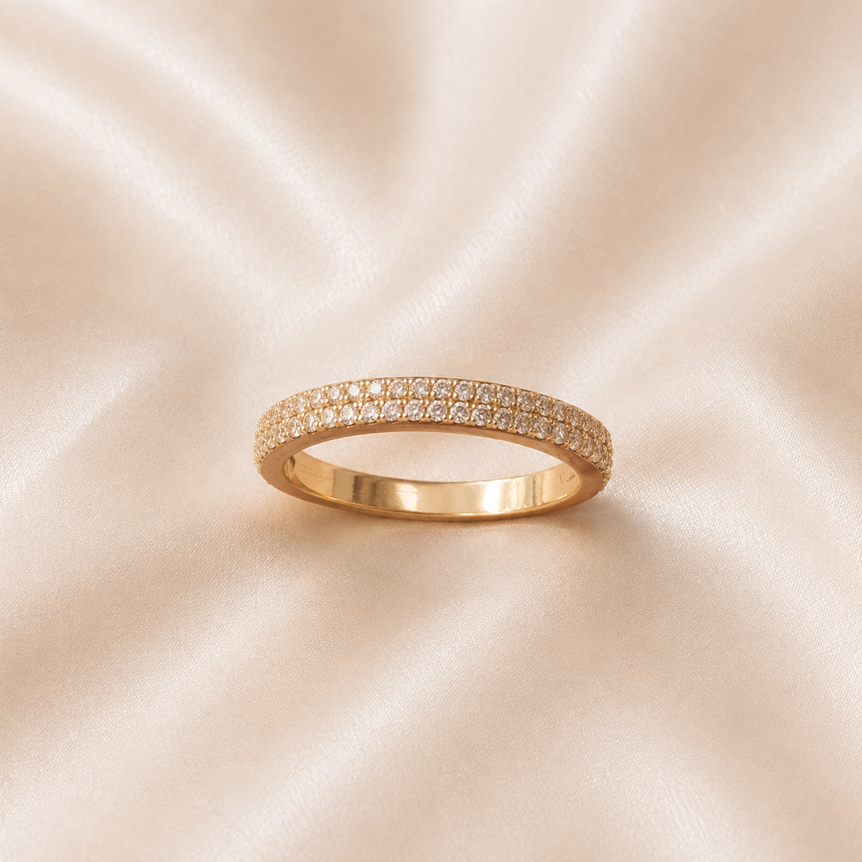 19.2K Portuguese Gold | YG Pave CZ Ring