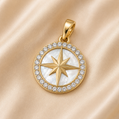 19.2k Portuguese Gold | CZ Compass Pendant