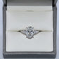 14K Gold | 3CT WG three-stone Oval Lab Diamond with Pear Side Stones Engagement Ring