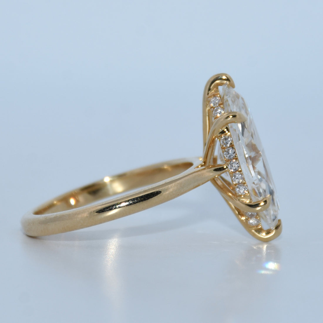  4CT YG Hidden Halo Solitaire Marquise Brilliant Lab Diamond Engagement Ring