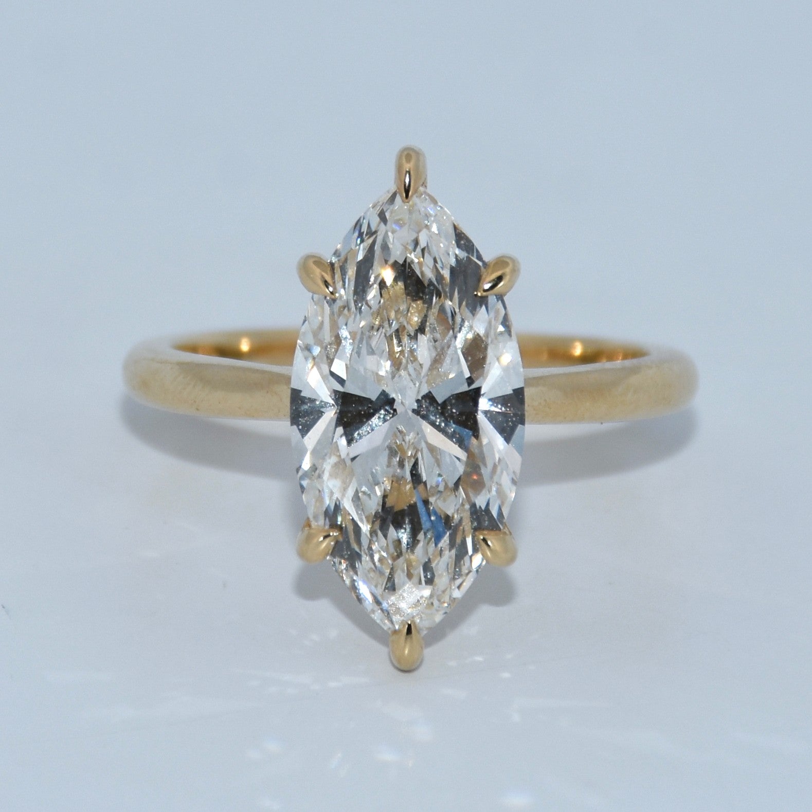  4CT YG Hidden Halo Solitaire Marquise Brilliant Lab Diamond Engagement Ring