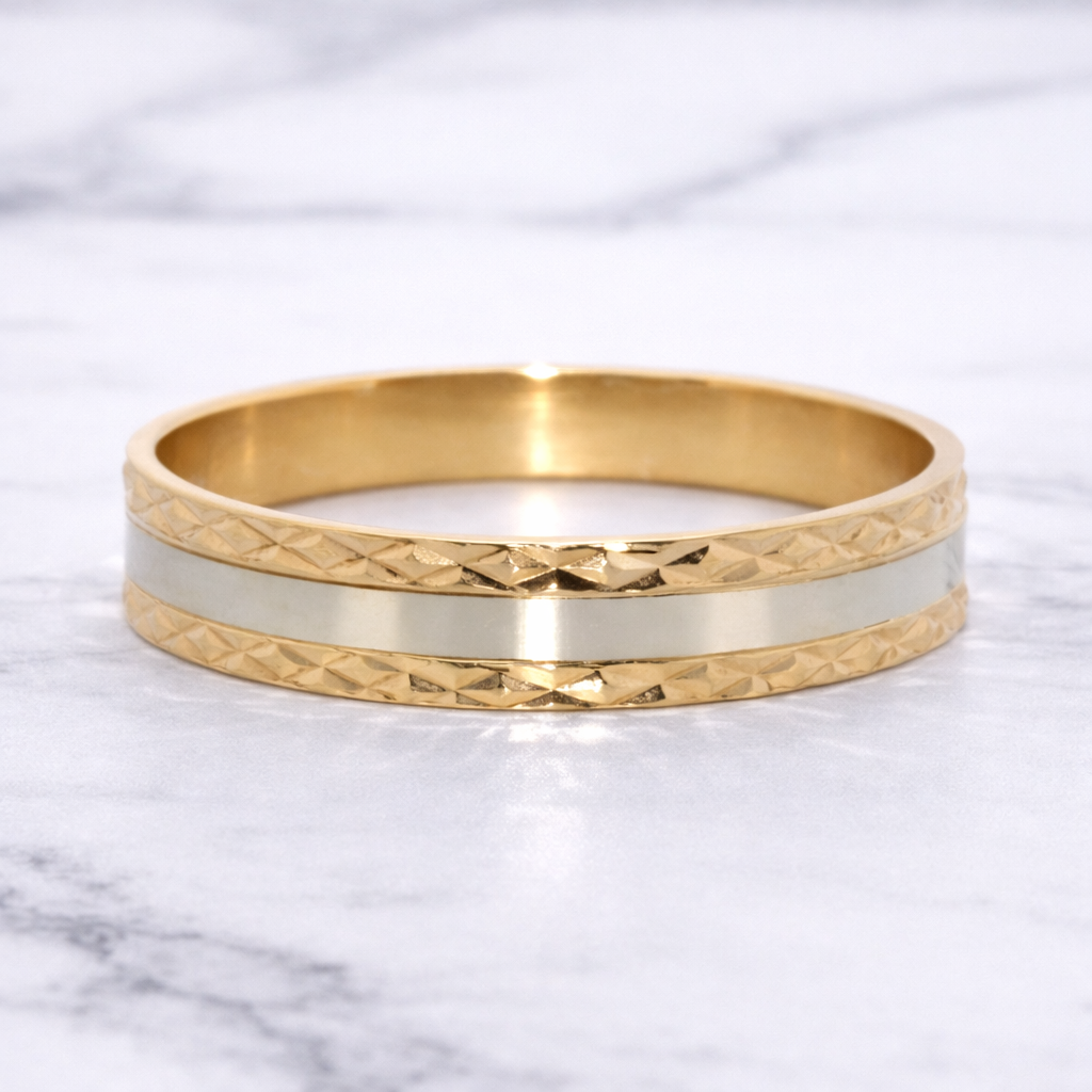 Art Deco Style Band 19.2K Portuguese Gold 4.3mm