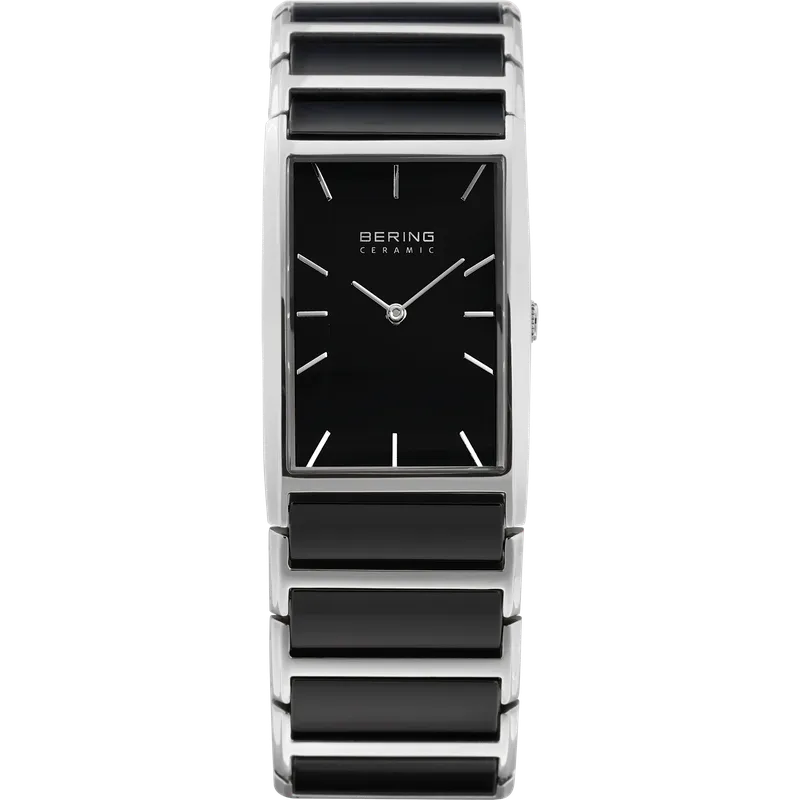 Bering | 30125-742 Ceramic Two-Tone Rectangle Black Dial Women's Watch