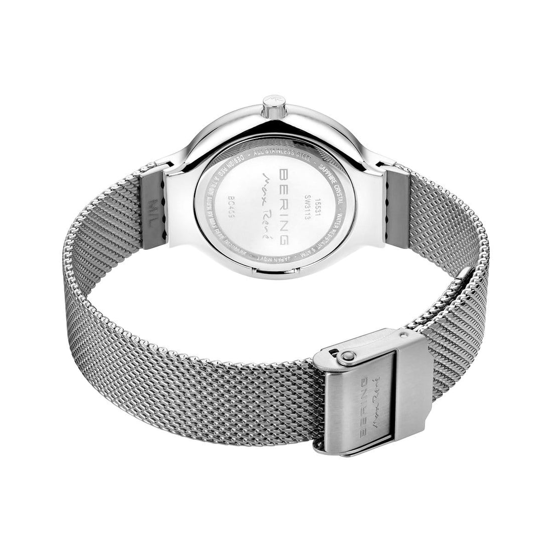 Bering | Max René Womens Watch 15531-004 Sterling Silver Case with White Dial Mesh Strap