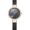 Bering | Timeless Ladies Watch 16831-162 Black Mother-of-Pearl Dial with Rose Gold/Black Mesh Strap