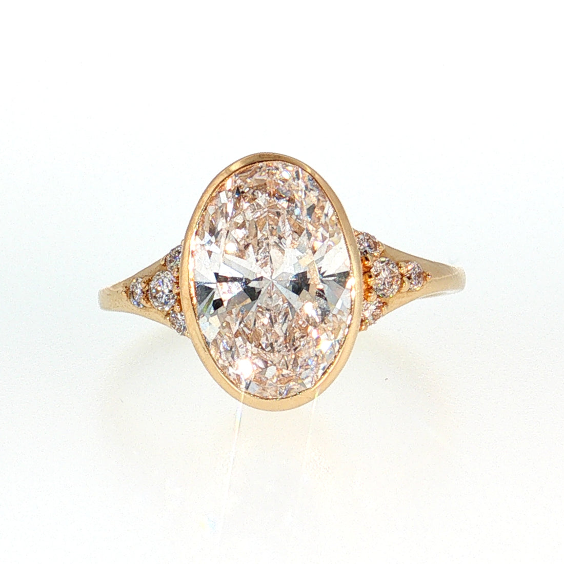 14K Gold | Yellow Gold 3.06CT Oval Bezel Brilliant Cut Lab Diamond Engagement Ring