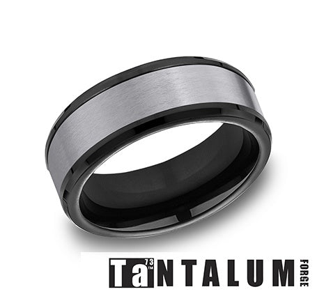 Benchmark | Men’s 8mm Tantalum & Black Titanium Wedding Band – Comfort Fit Ring (Size 10) CF108010BKTGTA10