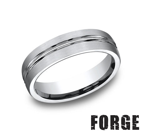 Benchmark | Men’s Cobalt Chrome Wedding Band – Brushed Finish with Polished Edges (Size 10) (CF56411CC10)
