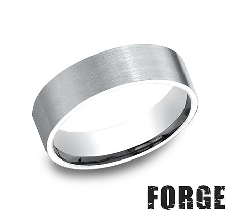 Benchmark | Men’s Cobalt Chrome Wedding Band – Brushed Finish with Polished Edges (Size 10) (CF66420CC10)
