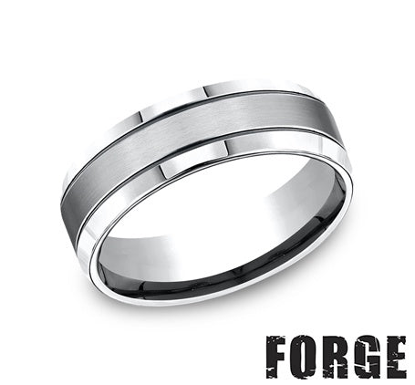 Benchmark | Men’s Cobalt Chrome Wedding Band – Brushed Finish with Polished Edges (CF67675CC) Size 10